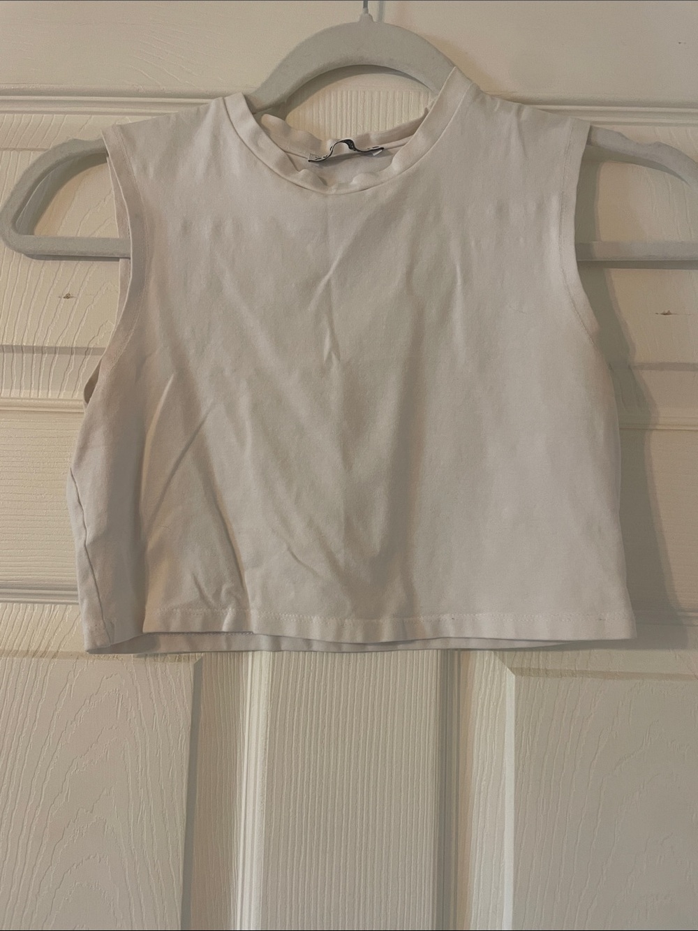 Zara White Cropped Muscle Tank Top